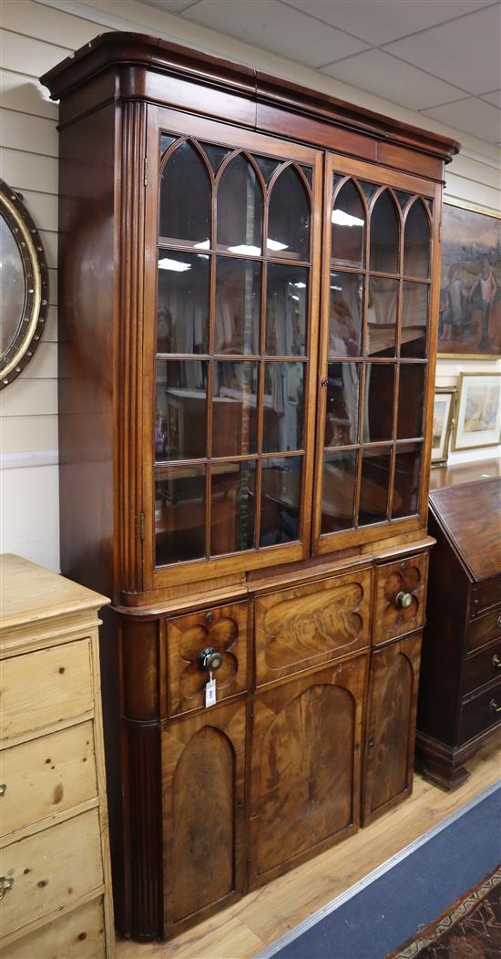 A George IV mahogany secretaire bookcase (altered) W.124cm